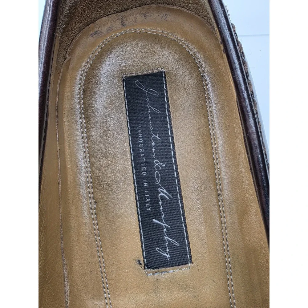 Johnston & Murphy Italian Woven Tassel Loafers 11 M Handcrafted PS Italy Cognac